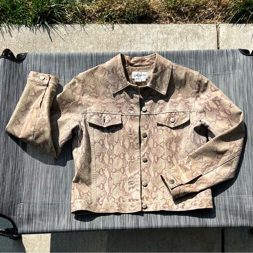 Bagatelle Snake Print Leather Jacket (Size 6) Brown Good Condition